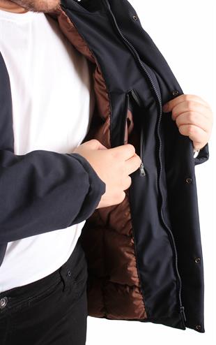 Starbattal Erkek Büyük Beden Kapüşonlu Mont Lujo 2504 LACIVERT