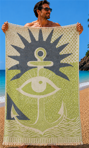 Starbattal Plaj Havlusu 90 x 180 Abstract Anchor 42150 YESIL