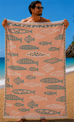 Starbattal Plaj Havlusu 90 X 180 Terracotta Fish 42157 TURUNCU