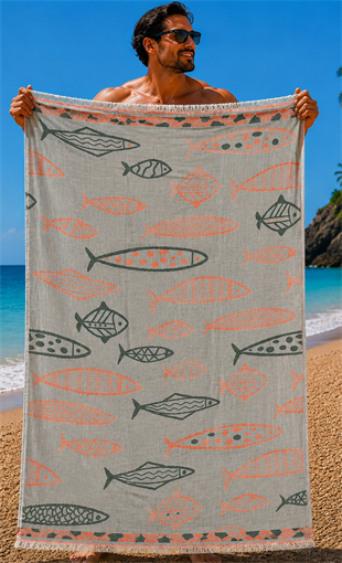 Starbattal Plaj Havlusu 90 X 180 Terracotta Fish 42157 TURUNCU