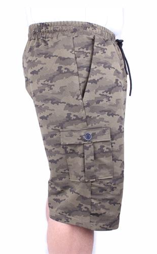 Starbattal Büyük Beden Likralı Erkek Penye Şort Honeycomb Camouflage 23612 HAKI