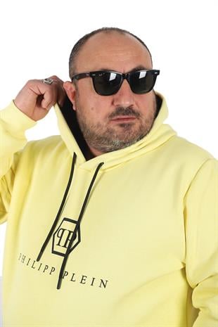Erkek büyük beden kapşonlu Phl. Pln.sweatshirt SARI