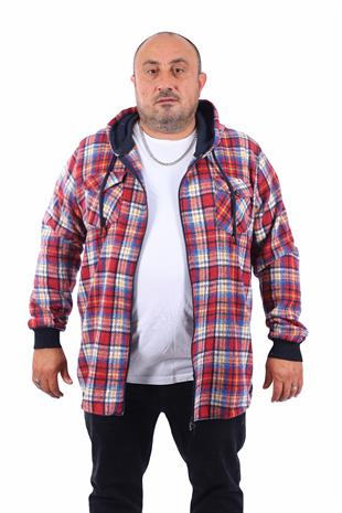 Starbattal Erkek Büyük Beden Kapüşonlu Sweat Oduncu Çiftcep 22203-1742