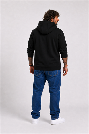 Starbattal Büyük Beden Unisex Kapüşonlu 3ip Sweat 11701 SIYAH