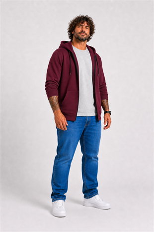 Starbattal Büyük Beden Unisex Kapüşonlu 3ip Sweat 11701 MURDUM