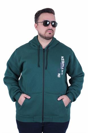 Starbattal Büyük Beden Kapüşonlu Fermuarlı 3ip Sweat İn Between 25717 NEFTI