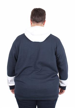 Starbattal Büyük Beden Kapüşonlu Sweat Double Face Trust 25701 LACIVERT