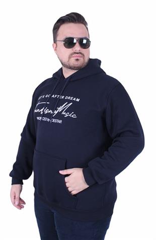 Starbattal Büyük Beden 3ip Kapüşonlu Sweat Lets Go 25720 LACIVERT