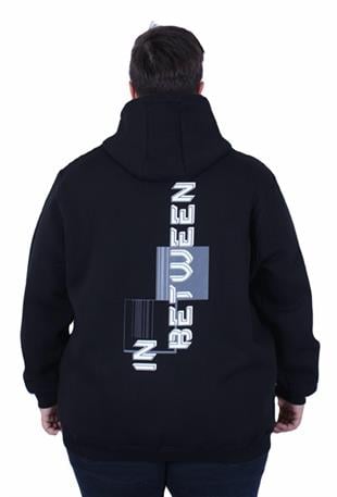 Starbattal Büyük Beden Kapüşonlu Fermuarlı 3ip Sweat İn Between 25717 SIYAH