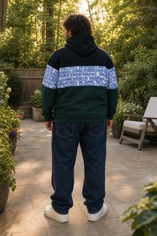 Starbattal Büyük Beden Kapüşonlu 3ip Sweat Transforming 25713 LACIVERT