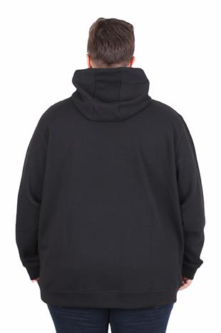 Starbattal Büyük Beden Kapüşonlu Sweat Double Face Winter 25700 SIYAH