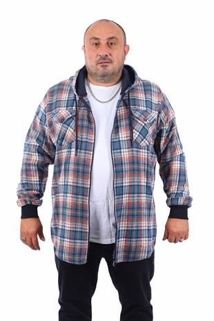 Starbattal Erkek Büyük Beden Kapüşonlu Sweat Oduncu Çiftcep 22203-1715