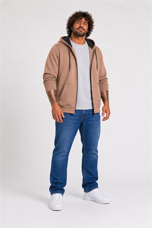 Starbattal Büyük Beden Unisex Kapüşonlu 3ip Sweat 11701 S.KAHVE