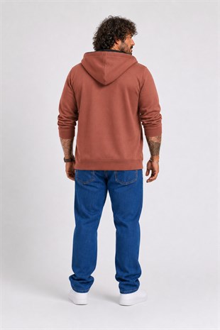 Starbattal Büyük Beden Unisex Kapüşonlu 3ip Sweat 11701 TABA