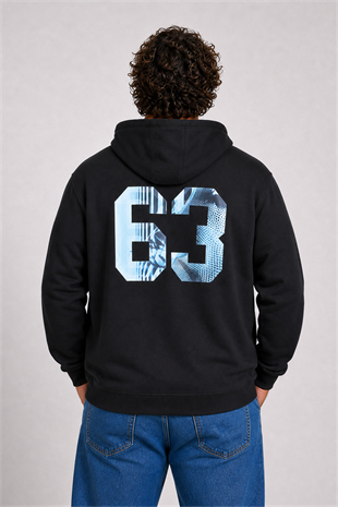 Starbattal Büyük Beden Kapüşonlu Sweat Double Face Sixty Three 25704 SIYAH