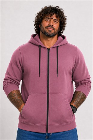 Starbattal Büyük Beden Unisex Kapüşonlu 3ip Sweat 11701 Eflatun