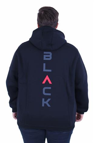 Starbattal Büyük Beden Kapüşonlu Fermuarlı 3ip Sweat Black 25716 LACIVERT