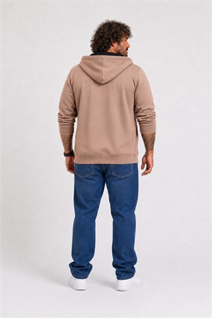 Starbattal Büyük Beden Unisex Kapüşonlu 3ip Sweat 11701 S.KAHVE
