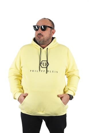 Erkek büyük beden kapşonlu Phl. Pln.sweatshirt SARI