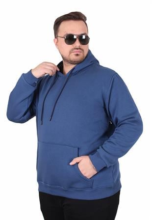Starbattal Büyük Beden Erkek Basic Sweat Kapüşonlu 11700 INDIGO
