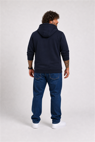 Starbattal Büyük Beden Unisex Kapüşonlu 3ip Sweat 11701 Koyu Lacivert