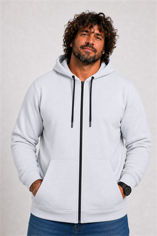 Starbattal Büyük Beden Unisex Kapüşonlu 3ip Sweat 11701 GRI