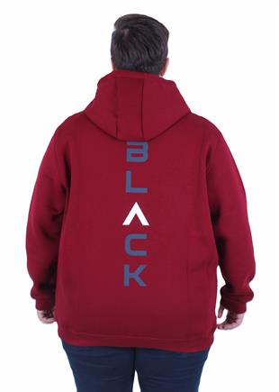 Starbattal Büyük Beden Kapüşonlu Fermuarlı 3ip Sweat Black 25716 MURDUM