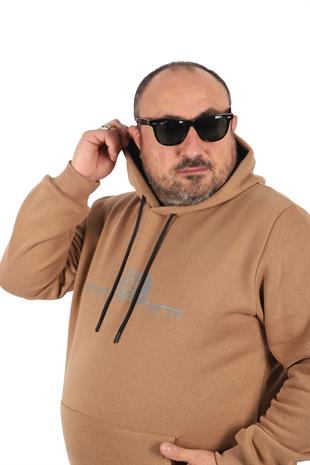 Erkek büyük beden kapşonlu Nrt Fc Sweatshirt S.KAHVE