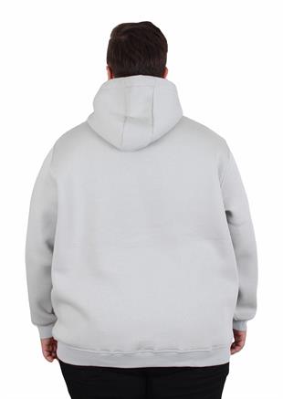 Starbattal Büyük Beden Unisex Kapüşonlu 3ip Sweat 11701 GRI