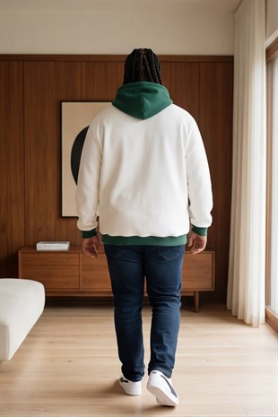 Starbattal Büyük Beden Kapüşonlu 3ip Sweat Beauty 25714 EKRU