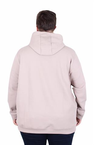 Starbattal Büyük Beden Kapüşonlu Sweat Double Face Winter 25700 BEJ