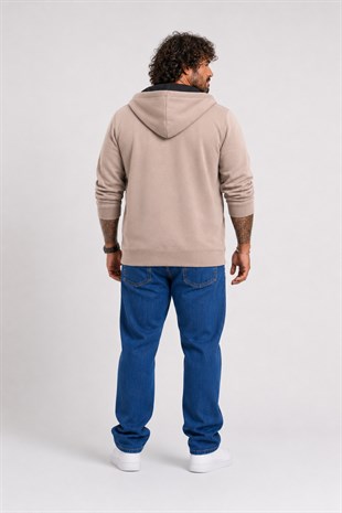 Starbattal Büyük Beden Unisex Kapüşonlu 3ip Sweat 11701 TOPRAK