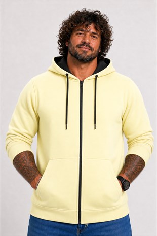 Starbattal Büyük Beden Unisex Kapüşonlu 3ip Sweat 11701 SARI