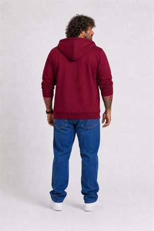 Starbattal Büyük Beden Unisex Kapüşonlu 3ip Sweat 11701 BORDO