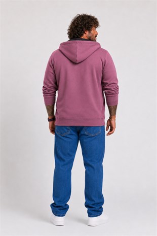 Starbattal Büyük Beden Unisex Kapüşonlu 3ip Sweat 11701 Eflatun