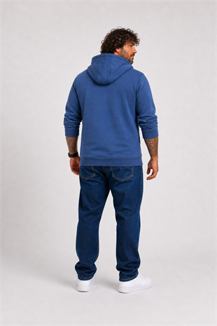 Starbattal Büyük Beden Unisex Kapüşonlu 3ip Sweat 11701 INDIGO
