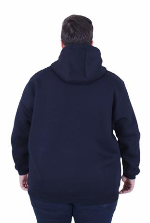 Starbattal Büyük Beden 3ip Kapüşonlu Sweat Lets Go 25720 LACIVERT