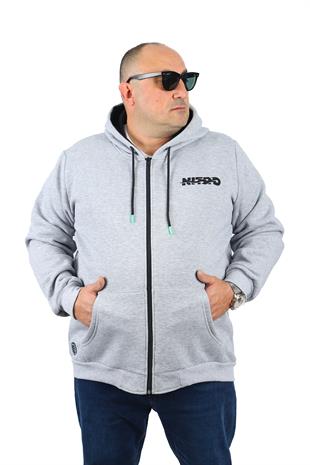 Starbattal Büyük Beden Sweatshirt Nitro 22739 GRI MELANJ