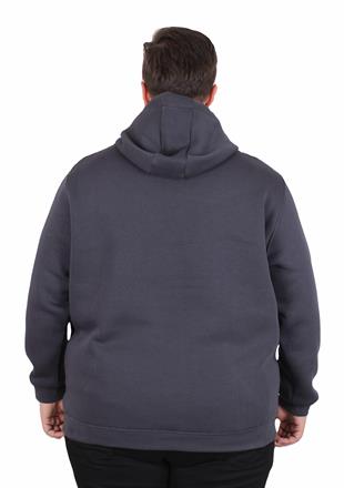 Starbattal Büyük Beden Erkek Basic Sweat Kapüşonlu 11700 FUME