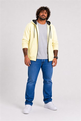 Starbattal Büyük Beden Unisex Kapüşonlu 3ip Sweat 11701 SARI