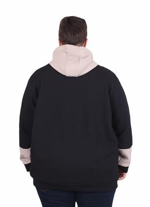 Starbattal Büyük Beden Kapüşonlu Sweat Double Face Trust 25701 SIYAH