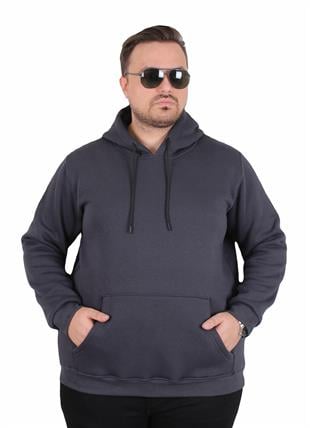 Starbattal Büyük Beden Erkek Basic Sweat Kapüşonlu 11700 FUME