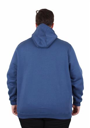 Starbattal Büyük Beden Erkek Basic Sweat Kapüşonlu 11700 INDIGO