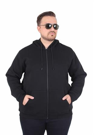 Starbattal Büyük Beden Unisex Kapüşonlu 3ip Sweat 11701 SIYAH