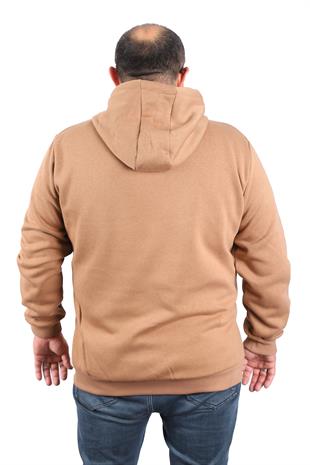 Erkek büyük beden kapşonlu HG BS sweatshirt S.KAHVE