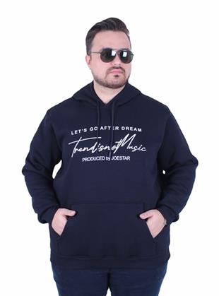 Starbattal Büyük Beden 3ip Kapüşonlu Sweat Lets Go 25720 LACIVERT