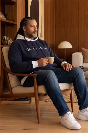 Starbattal Büyük Beden Kapüşonlu 3ip Sweat Beauty 25714 LACIVERT