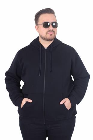 Starbattal Büyük Beden Unisex Kapüşonlu 3ip Sweat 11701 LACIVERT