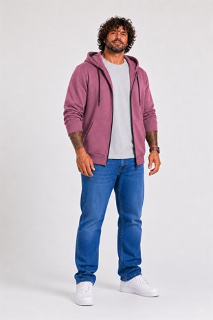 Starbattal Büyük Beden Unisex Kapüşonlu 3ip Sweat 11701 Eflatun