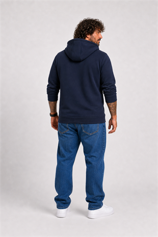 Starbattal Büyük Beden Unisex Kapüşonlu 3ip Sweat 11701 LACIVERT